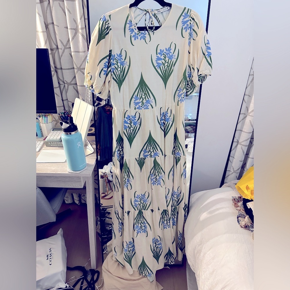 Zara Floral Backless Maxi Dress | SZ XL